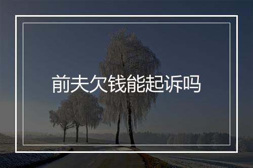 前夫欠钱能起诉吗