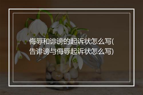 侮辱和诽谤的起诉状怎么写(告诽谤与侮辱起诉状怎么写)