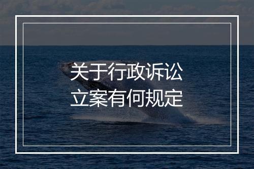 关于行政诉讼立案有何规定