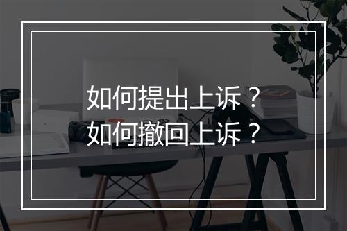 如何提出上诉？如何撤回上诉？