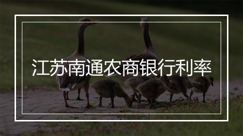 江苏南通农商银行利率