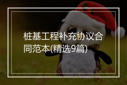 桩基工程补充协议合同范本(精选9篇)