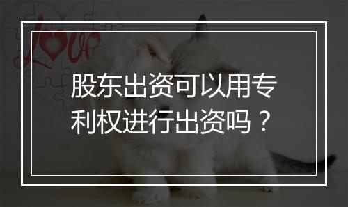 股东出资可以用专利权进行出资吗？