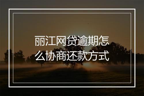 丽江网贷逾期怎么协商还款方式