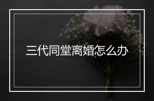 三代同堂离婚怎么办