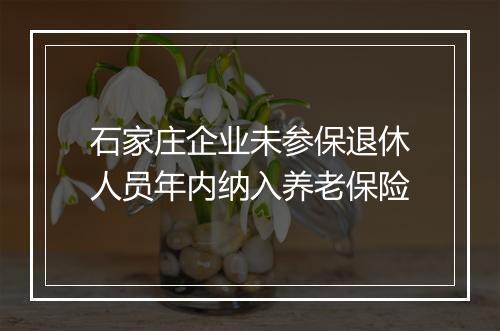 石家庄企业未参保退休人员年内纳入养老保险