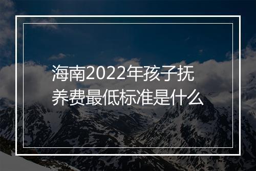 海南2022年孩子抚养费最低标准是什么