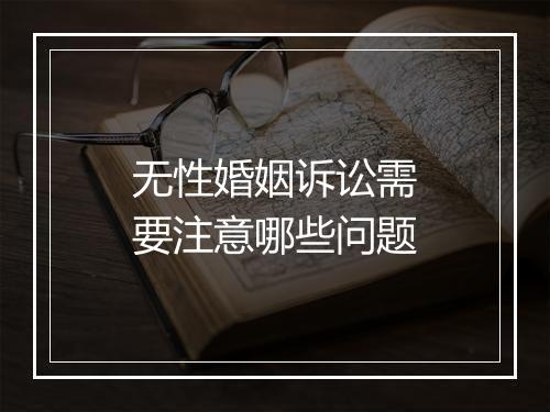 无性婚姻诉讼需要注意哪些问题