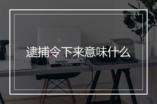 逮捕令下来意味什么
