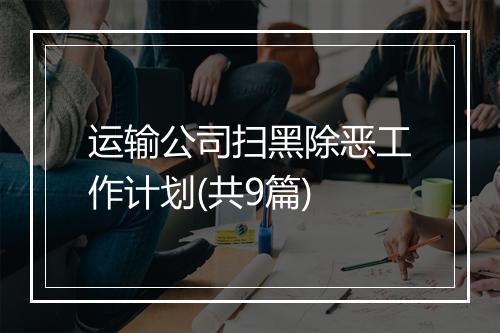 运输公司扫黑除恶工作计划(共9篇)