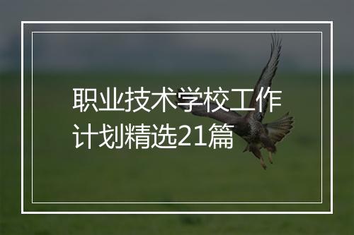 职业技术学校工作计划精选21篇