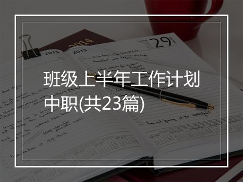 班级上半年工作计划中职(共23篇)