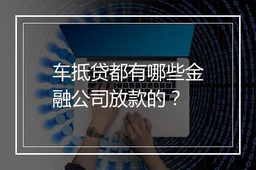 车抵贷都有哪些金融公司放款的？
