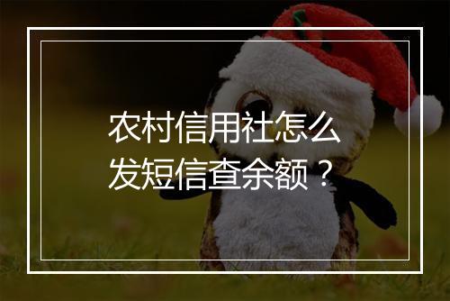 农村信用社怎么发短信查余额？