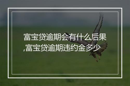 富宝贷逾期会有什么后果,富宝贷逾期违约金多少