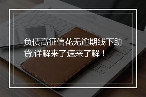 负债高征信花无逾期线下助贷,详解来了速来了解！