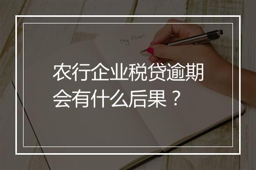 农行企业税贷逾期会有什么后果？