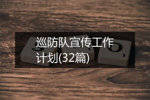 巡防队宣传工作计划(32篇)
