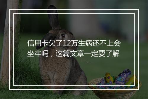 信用卡欠了12万生病还不上会坐牢吗，这篇文章一定要了解