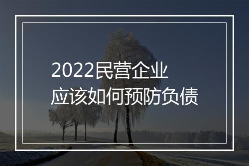 2022民营企业应该如何预防负债