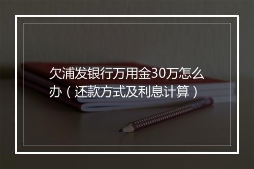 欠浦发银行万用金30万怎么办（还款方式及利息计算）