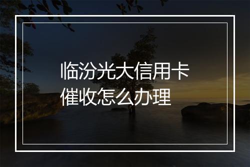 临汾光大信用卡催收怎么办理
