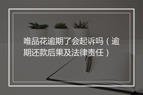 唯品花逾期了会起诉吗（逾期还款后果及法律责任）