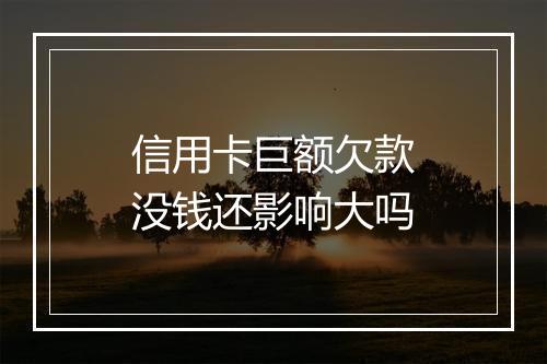 信用卡巨额欠款没钱还影响大吗