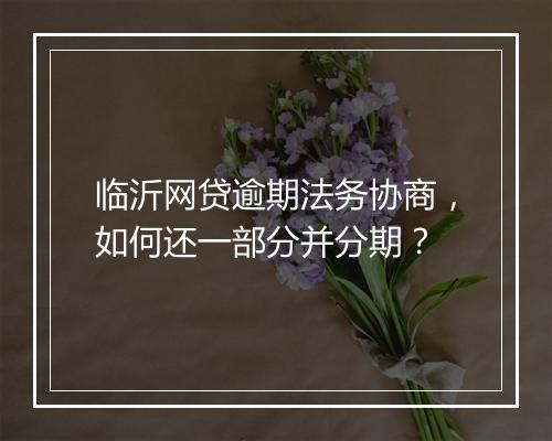临沂网贷逾期法务协商，如何还一部分并分期？