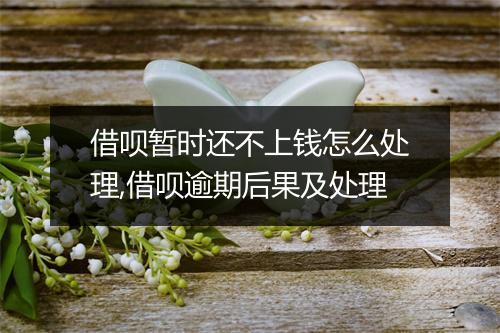 借呗暂时还不上钱怎么处理,借呗逾期后果及处理