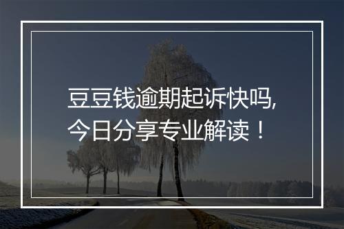 豆豆钱逾期起诉快吗,今日分享专业解读！