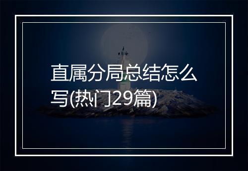 直属分局总结怎么写(热门29篇)