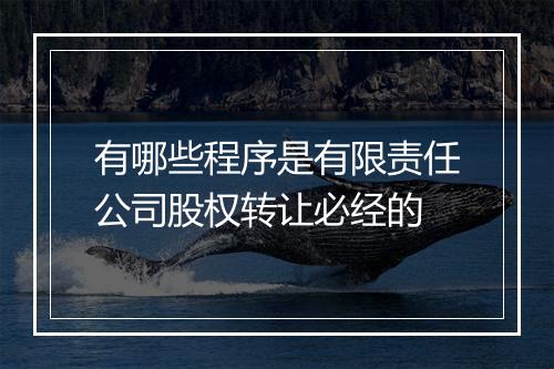 有哪些程序是有限责任公司股权转让必经的