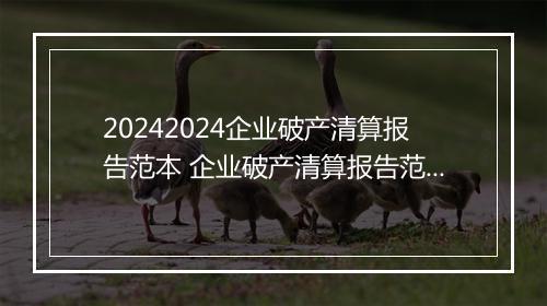 20242024企业破产清算报告范本 企业破产清算报告范本最新