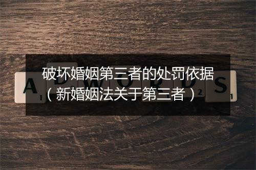 破坏婚姻第三者的处罚依据（新婚姻法关于第三者）