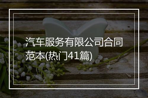 汽车服务有限公司合同范本(热门41篇)