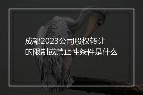 成都2023公司股权转让的限制或禁止性条件是什么