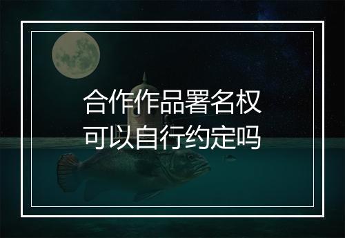 合作作品署名权可以自行约定吗