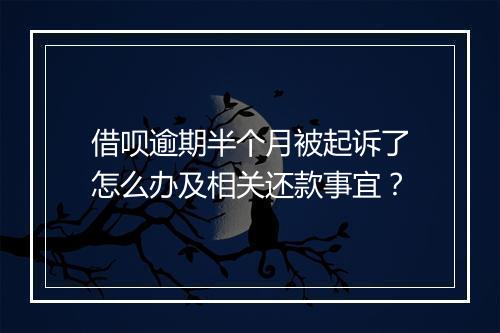 借呗逾期半个月被起诉了怎么办及相关还款事宜？
