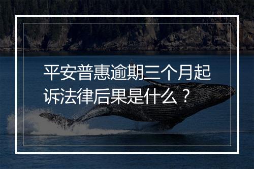 平安普惠逾期三个月起诉法律后果是什么？