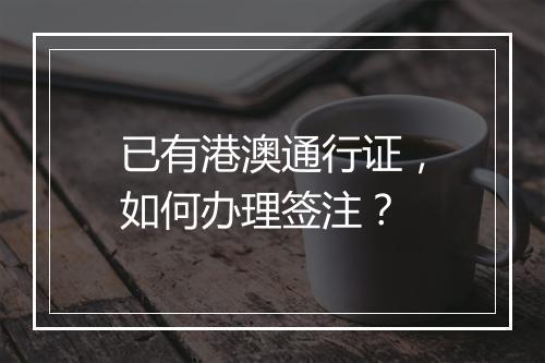 已有港澳通行证，如何办理签注？