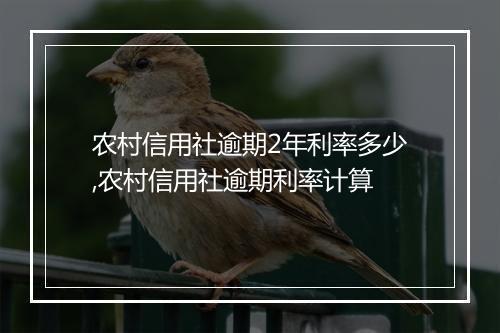 农村信用社逾期2年利率多少,农村信用社逾期利率计算