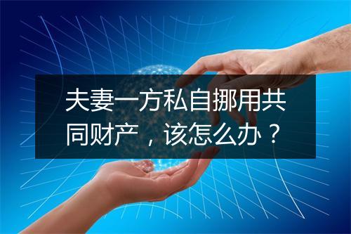 夫妻一方私自挪用共同财产，该怎么办？
