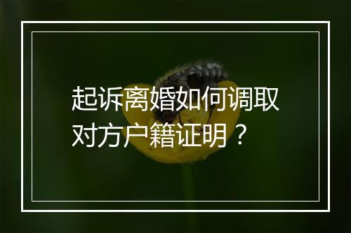 起诉离婚如何调取对方户籍证明？