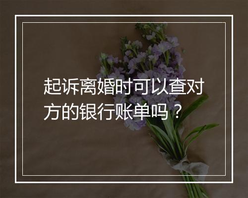 起诉离婚时可以查对方的银行账单吗？