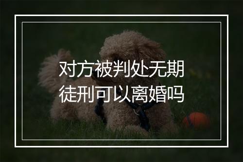 对方被判处无期徒刑可以离婚吗