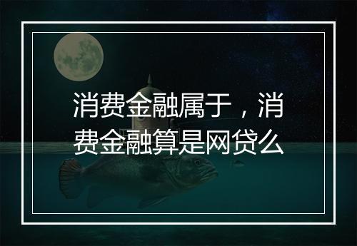 消费金融属于，消费金融算是网贷么