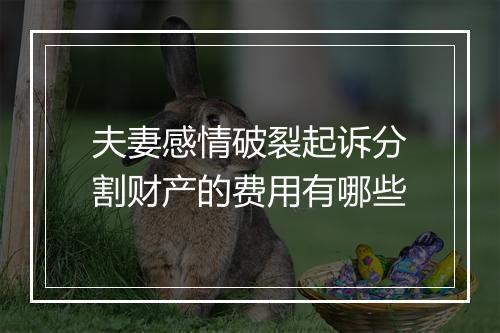 夫妻感情破裂起诉分割财产的费用有哪些