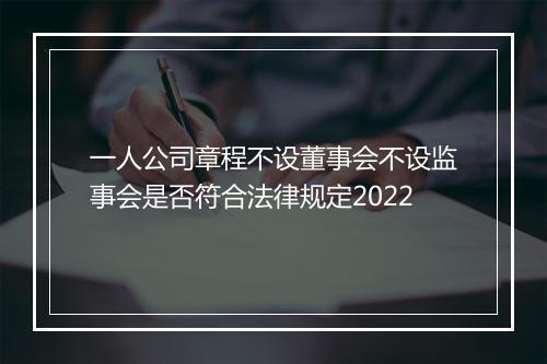 一人公司章程不设董事会不设监事会是否符合法律规定2022