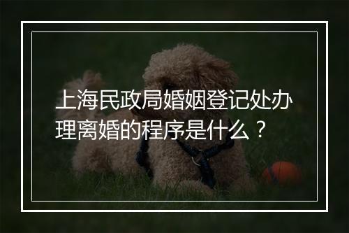 上海民政局婚姻登记处办理离婚的程序是什么？